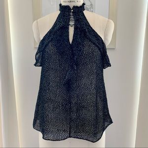 Black Polka Dot Parker Halter Top- Size XS